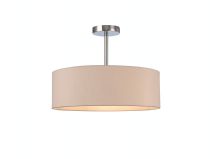 DK0681  Baymont 45cm Semi Flush 3 Light Polished Chrome, Nude Beige/Moonlight